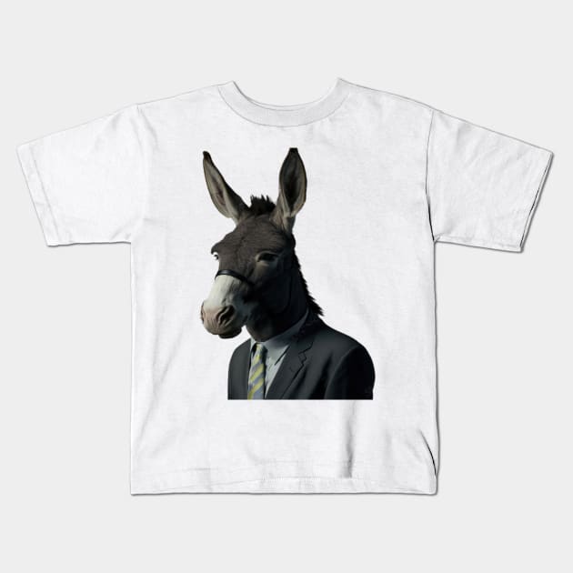 donkey in a suite Kids T-Shirt by The Enthousiaste